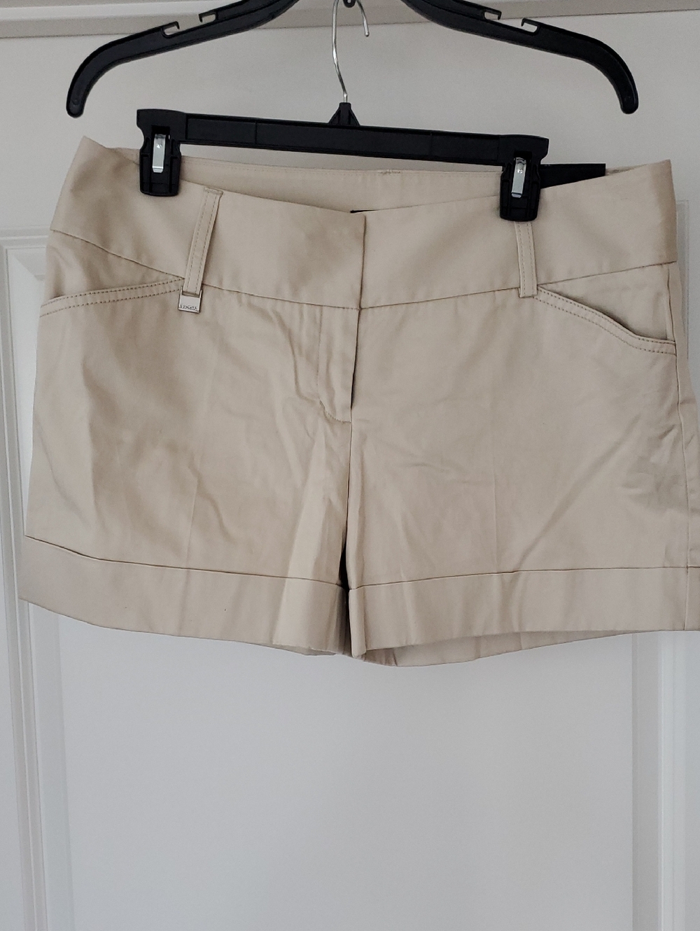 Express Cream High-Waist Cotton Blend Shorts